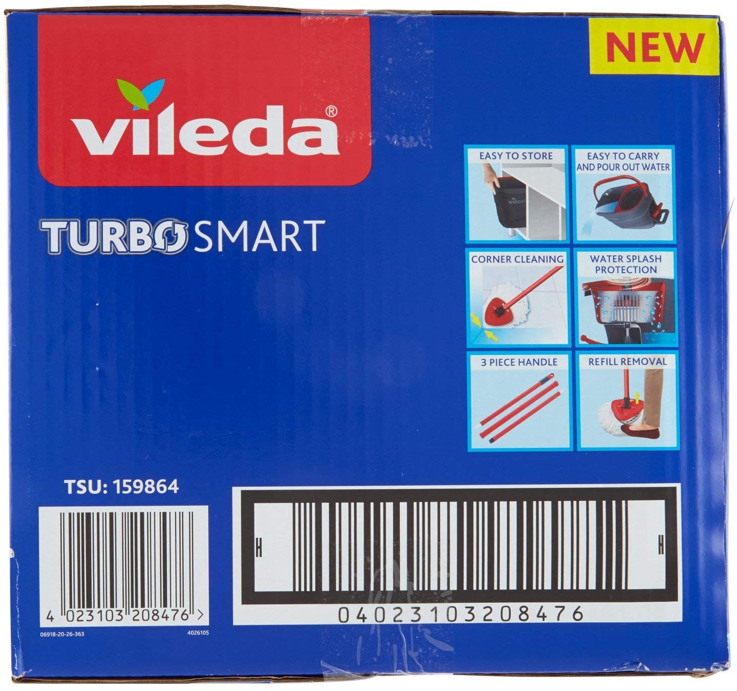 Nuovaeuro: Vileda New Mocio turbo smart con secchio a pedale + 3 ricambi  inclusi in microfibra